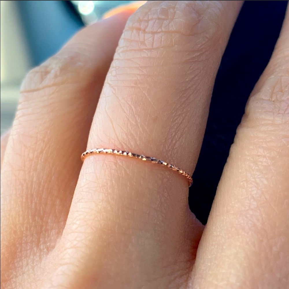 Dainty 14 k rose gold women's ring.